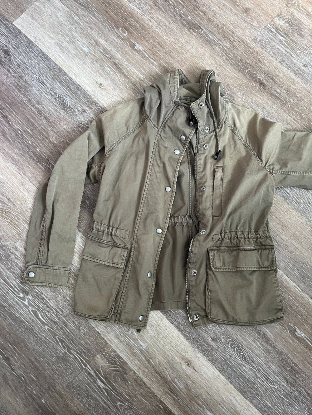 Faded Army Green Y2K Vintage Gap Hooded Utility Jacket